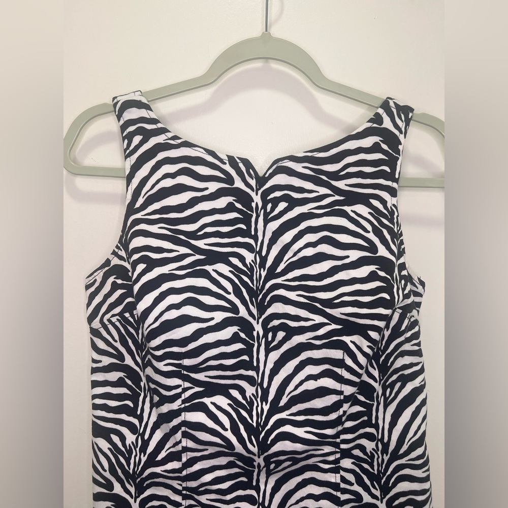 California Concepts Vintage Zebra Print Sleeveless Pencil Dress. - Picture 4 of 8